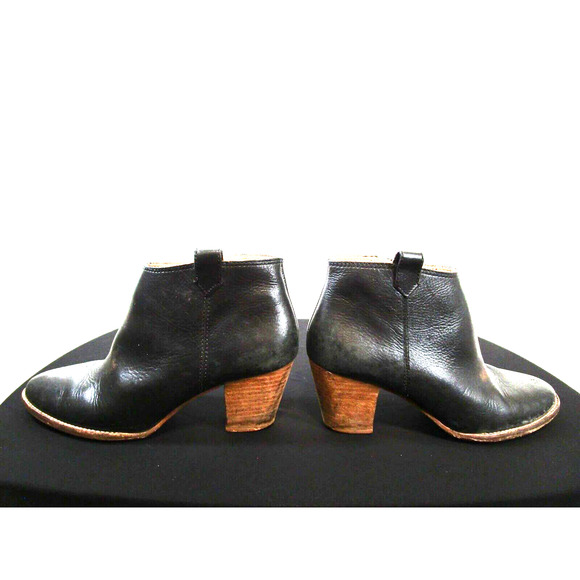 Madewell Black Leather Medium Heel Side Zip Ankle Boots Women Sz 7.5 - Picture 8 of 11